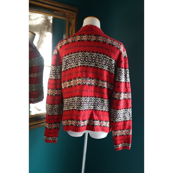 Vintage Hunt Club Button Down Sweater Cardigan Fair Isle Wool Blend Cottage L - Picture 8 of 12